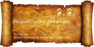 Hajnáczki Hermiusz névjegykártya